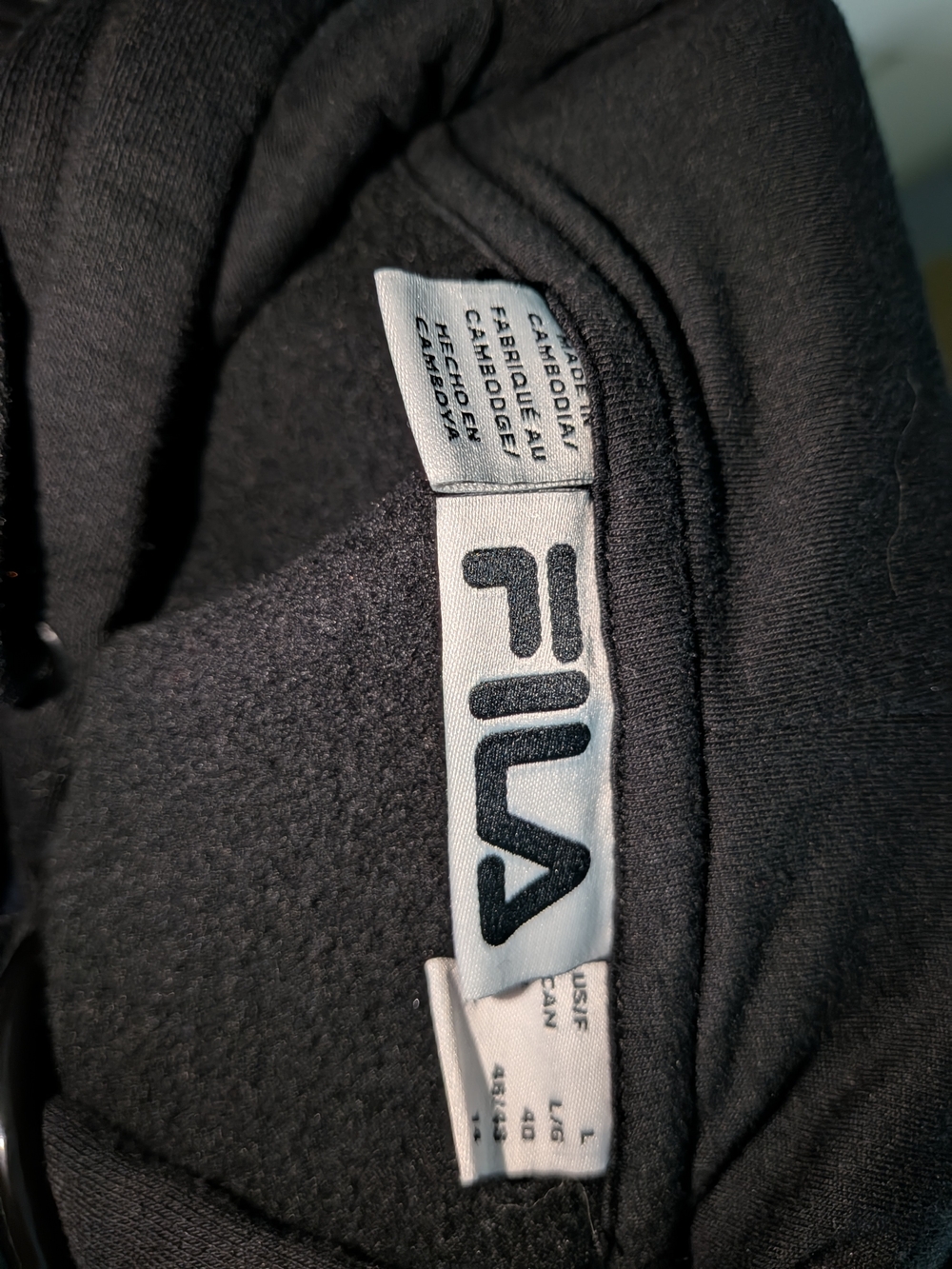 FILA Women's Black Hooded Sweatshirt with White Logo - Picture 7 of 8
